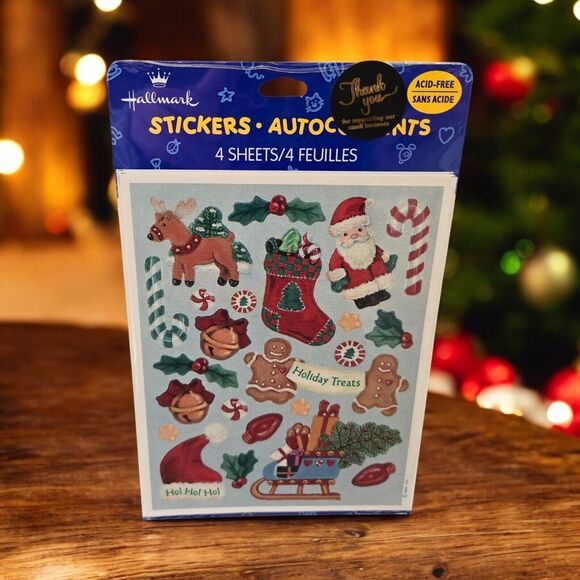 Hallmark Rare Sealed 80s Vintage Christmas Stickers Santa Gingerbread Candy Cane